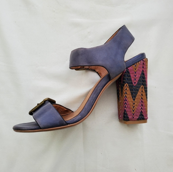 Vintage Ella Moss block heels leather sandals - Picture 5 of 10